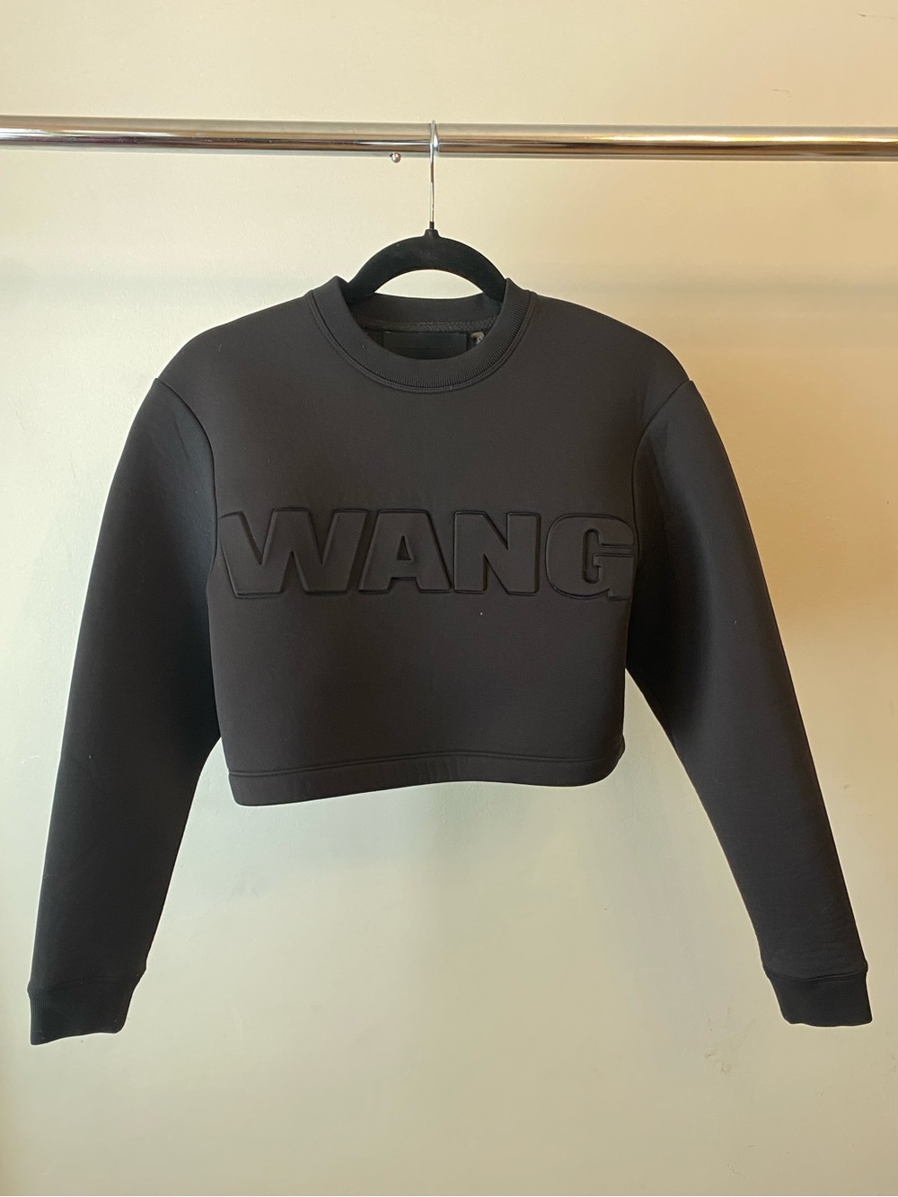 Alexander Wang Black Cropped Embossed Logo Sweatshirt (Limited Edition)